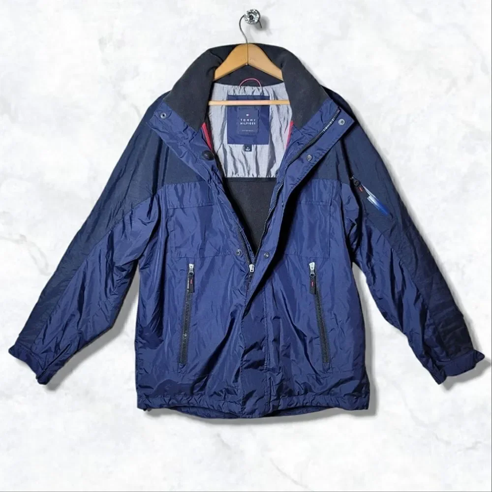 Tommy Hilfiger Performance Blue Hooded Windbreaker Winter Coat